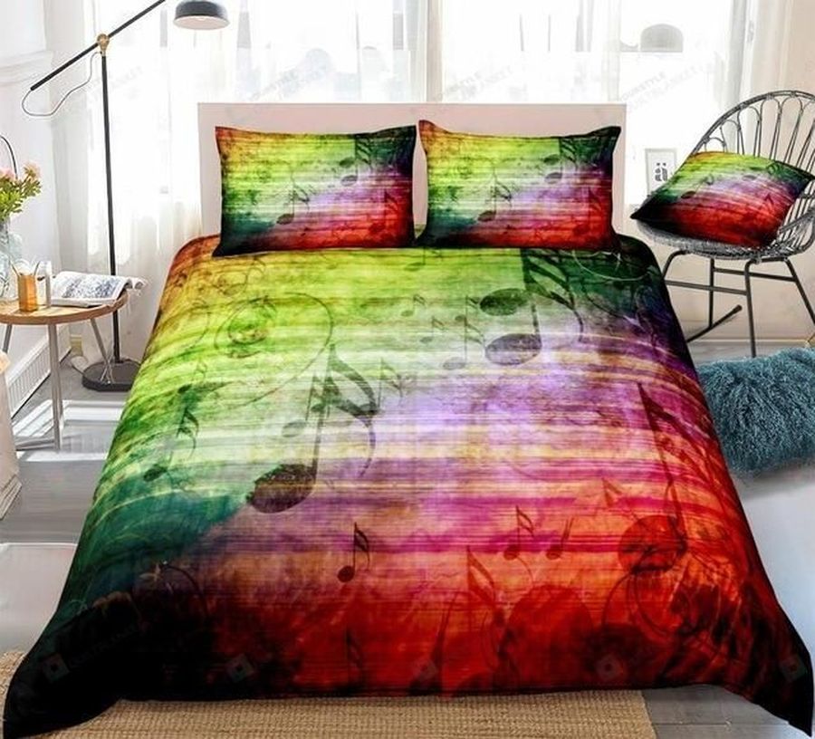 Vintage Music Notes Cotton Bed Sheets Spread Comforter Duvet Cover Bedding Sets