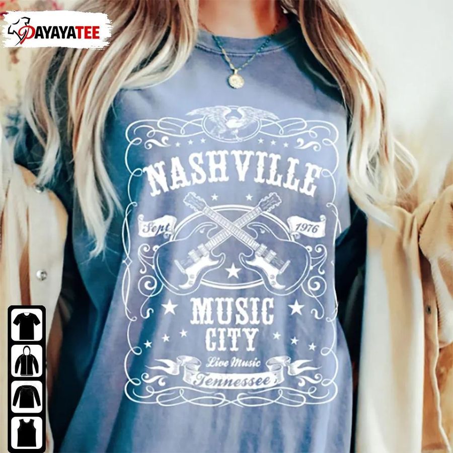 Vintage Nashville Music City Shirt Tennessee Unisex Gift For Fans