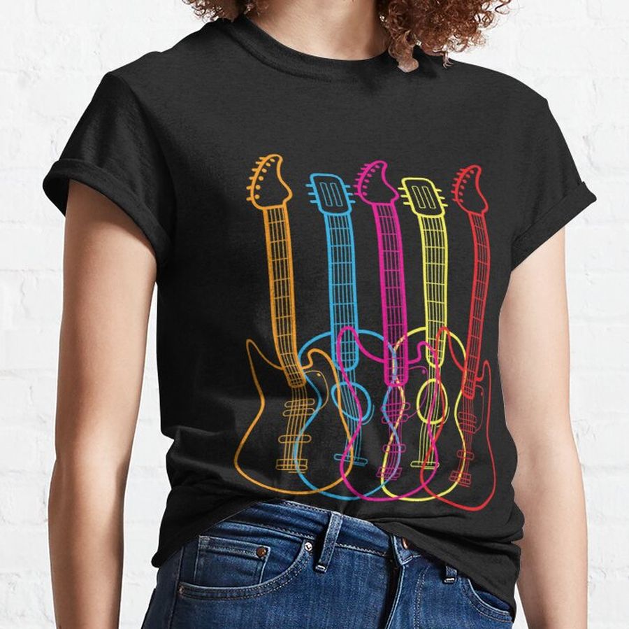vintage Retro Colored Guitars Music Lover Funny Gift Classic T-Shirt