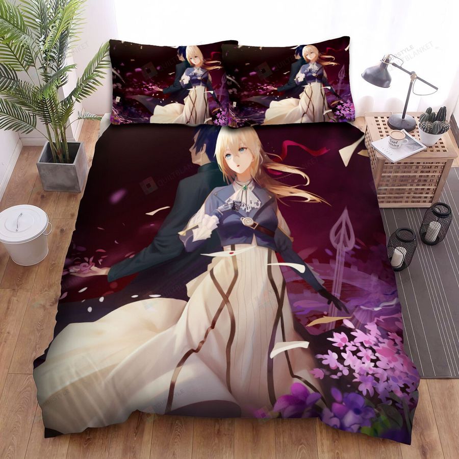 Violet Evergarden Character Violet In The Flower Garden Bed Sheets Spread Comforter Duvet Cover Bedding Sets