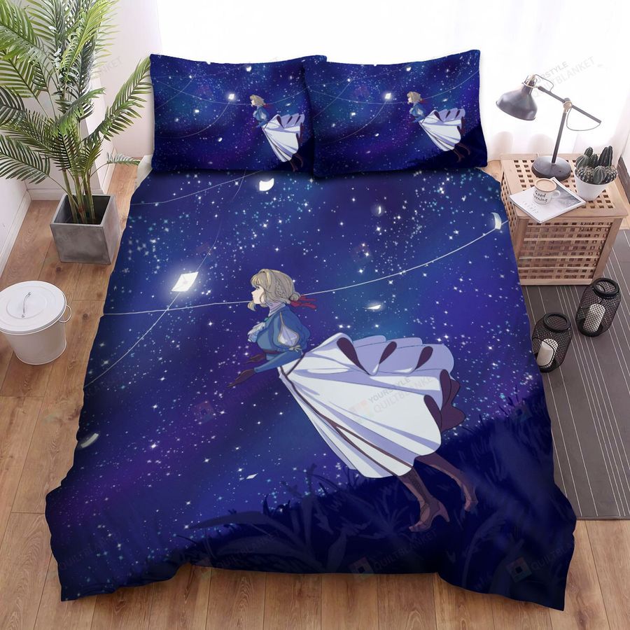 Violet Evergarden Under The Starry Sky Bed Sheets Spread Comforter Duvet Cover Bedding Sets