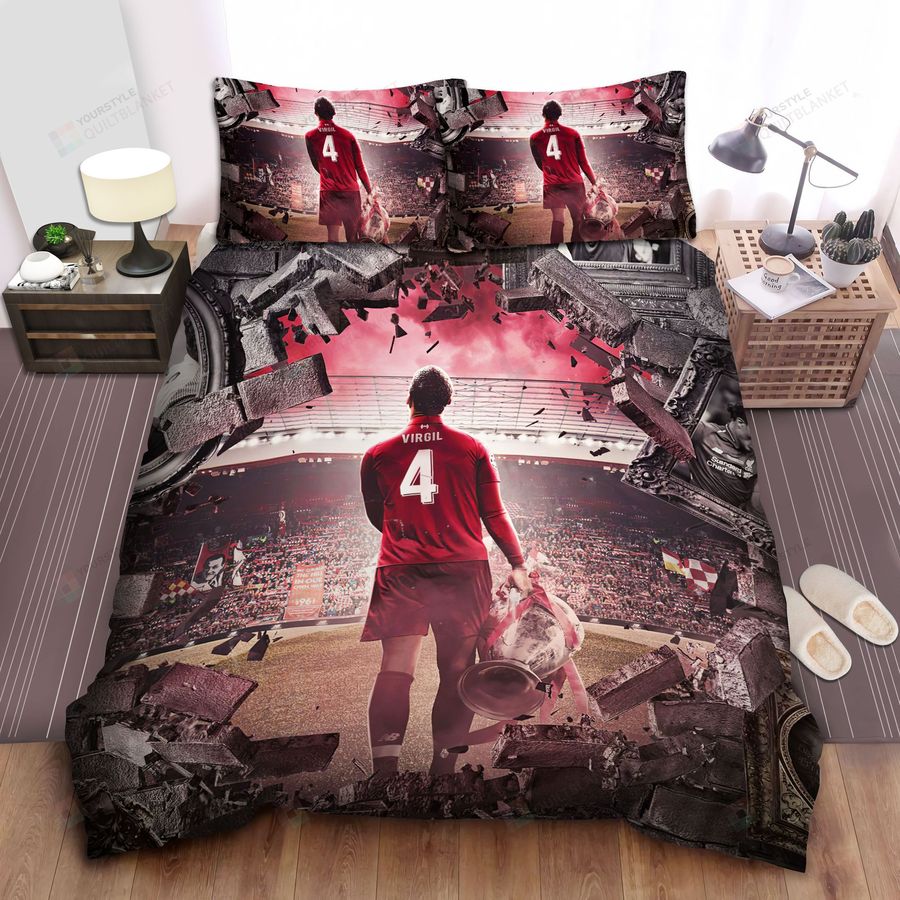 Virgil Van Dijk Winner Of Uefa Champions League In Liverpool F.C. Bed Sheets Spread Comforter Duvet Cover Bedding Sets