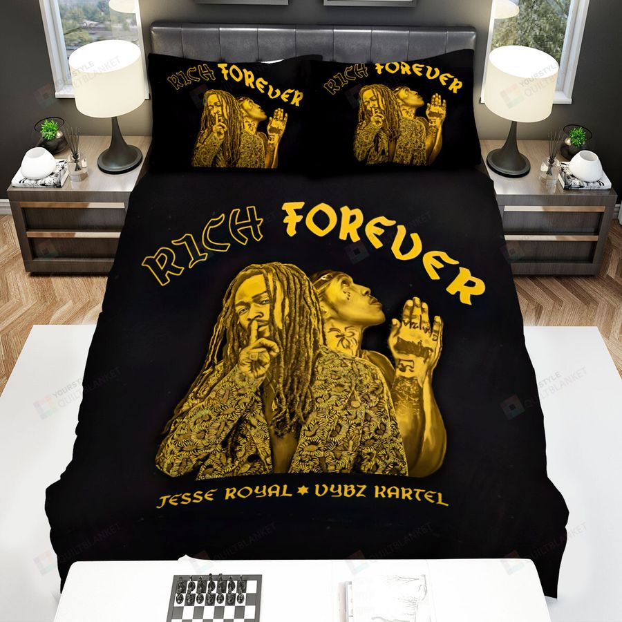 Vybz Kartel Rich Forever Bed Sheets Spread Comforter Duvet Cover Bedding Sets