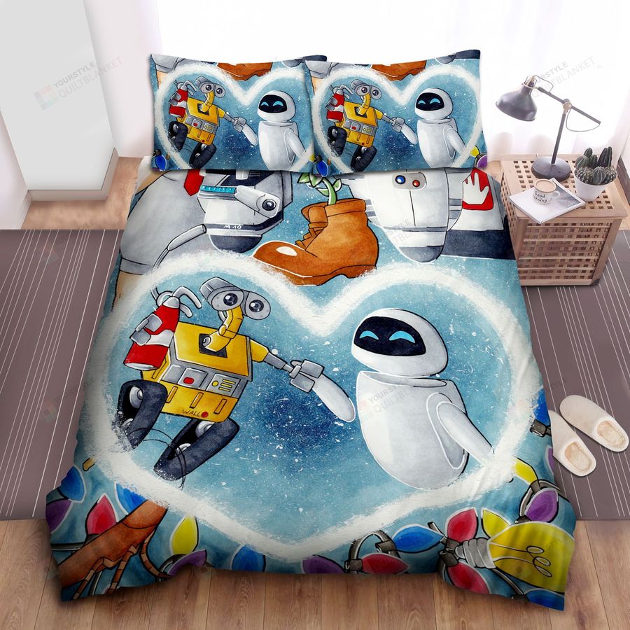 Wall E &Amp Eve And Other Characters Art Drawing Bed Sheets Spread Duvet Cover Bedding Sets