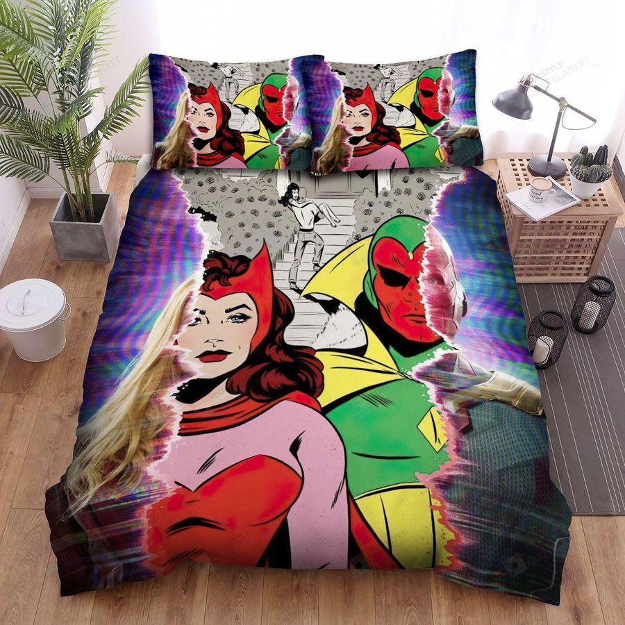 Wandavision Marvel Comic Bed Sheets Spread Comforter Duvet Cover Bedding Sets
