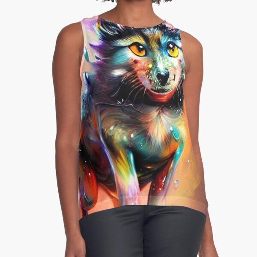 Watercolor wolf Sleeveless Top