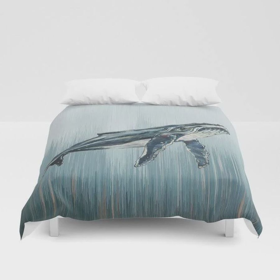 Watercolour Humpback Whale Cotton Bed Sheets Spread Comforter Duvet Cover Bedding Sets