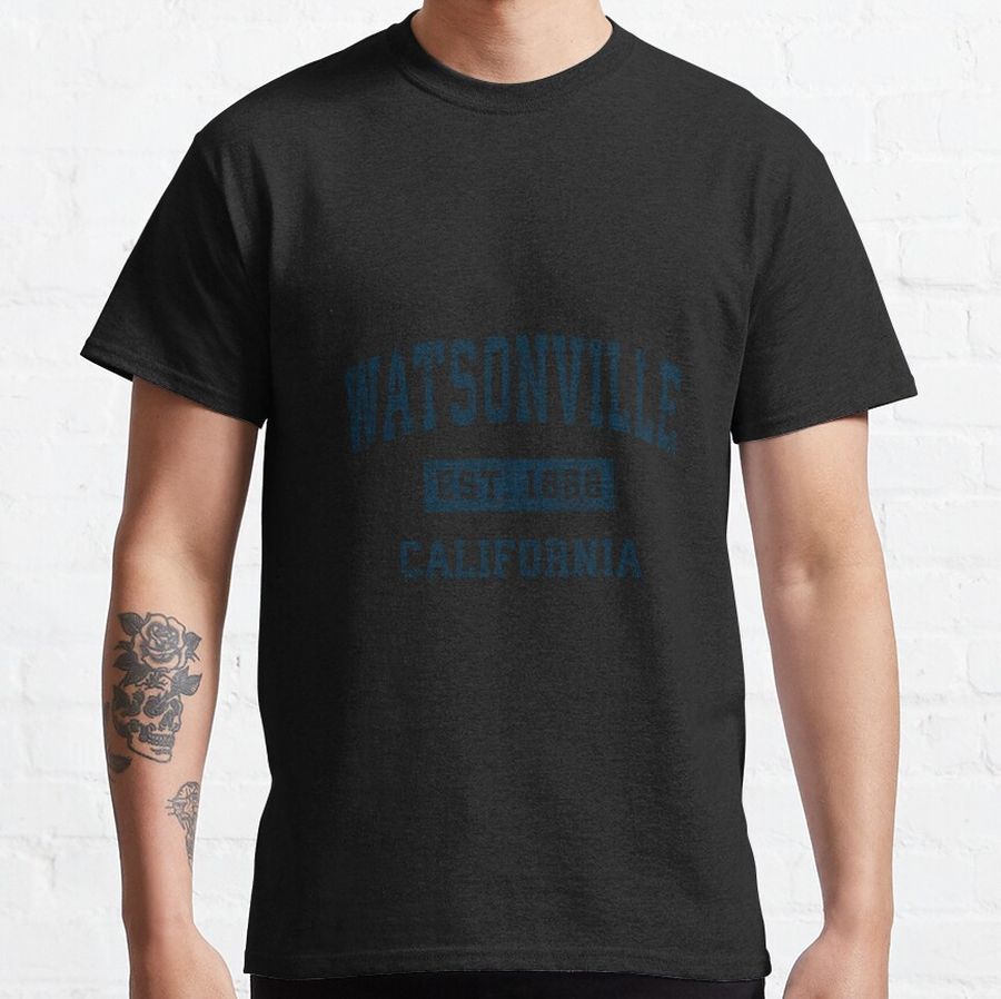 Watsonville California Ca Vintage Sports Design Navy Print Classic T-Shirt