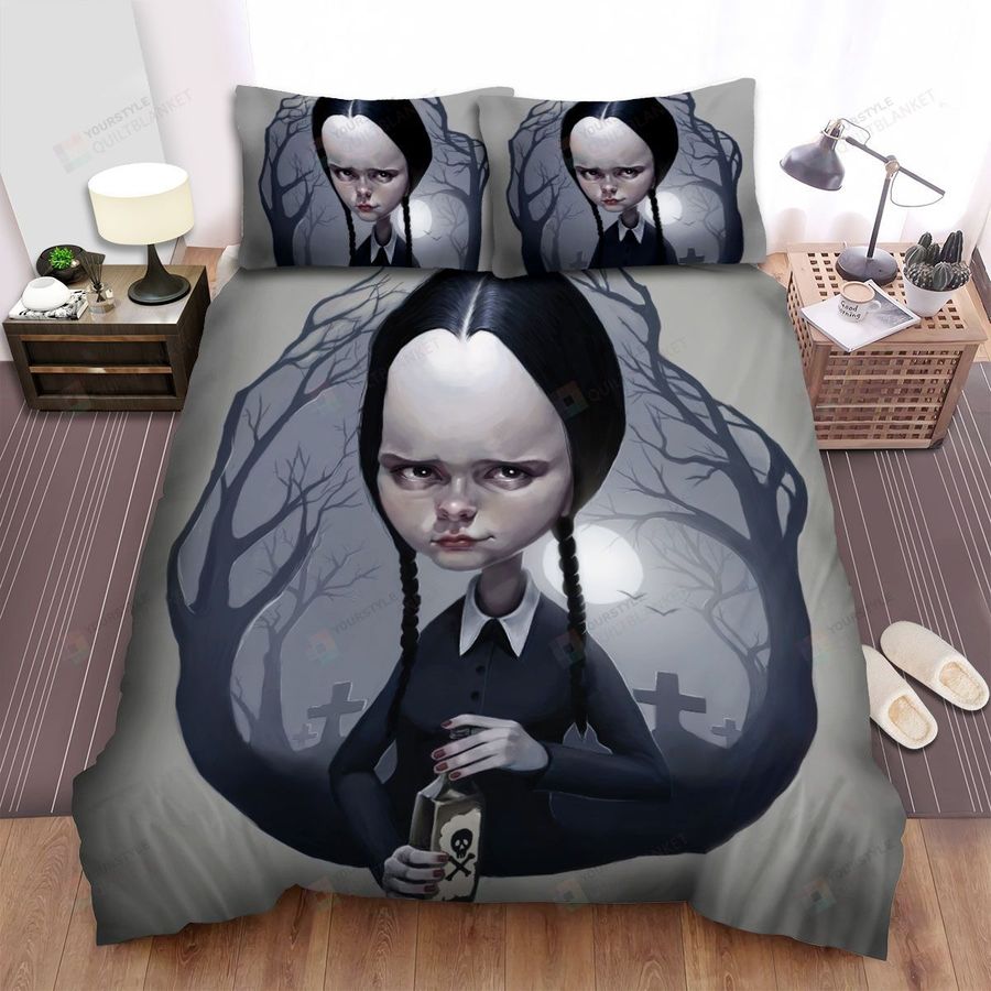 Wednesday From The Addams Family Caricature Art Bed Sheets Spread Duvet Cover Bedding Sets