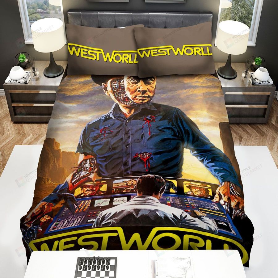 Westworld Art Of The Men With Fake Face Movie Poster Bed Sheets Spread Comforter Duvet Cover Bedding Sets
