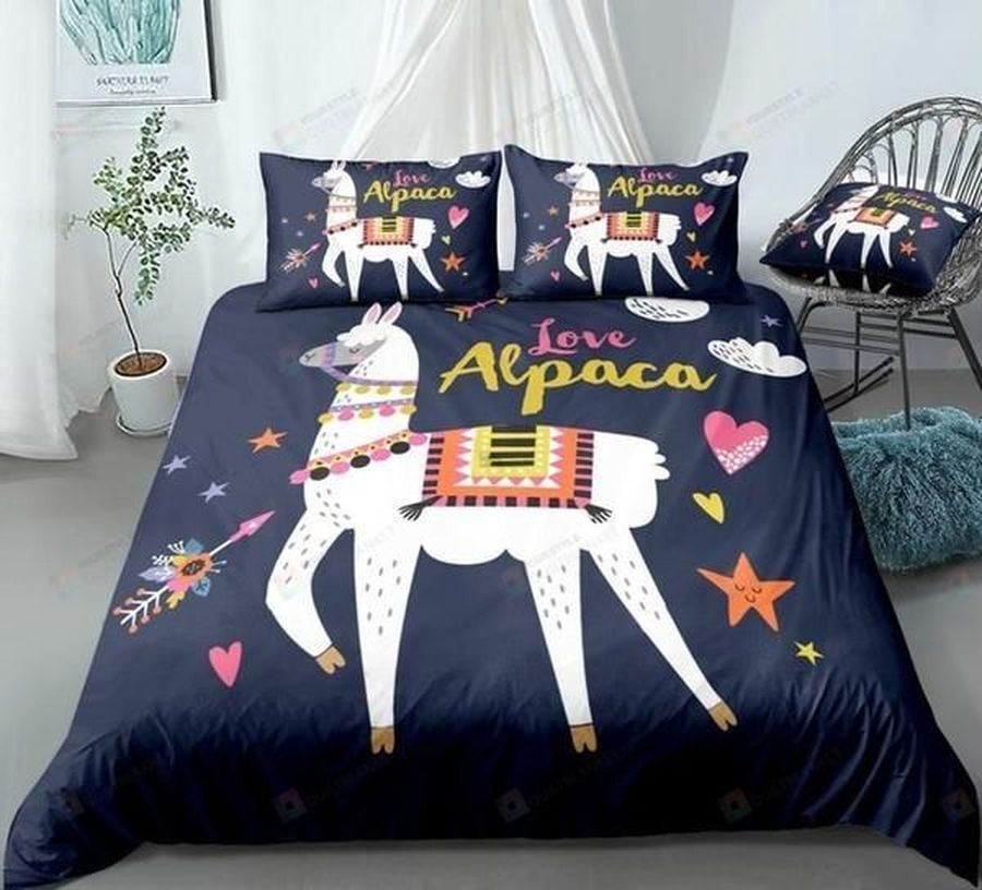 White Alpaca Cartoon Animal Cotton Bed Sheets Spread Comforter Duvet Cover Bedding Sets