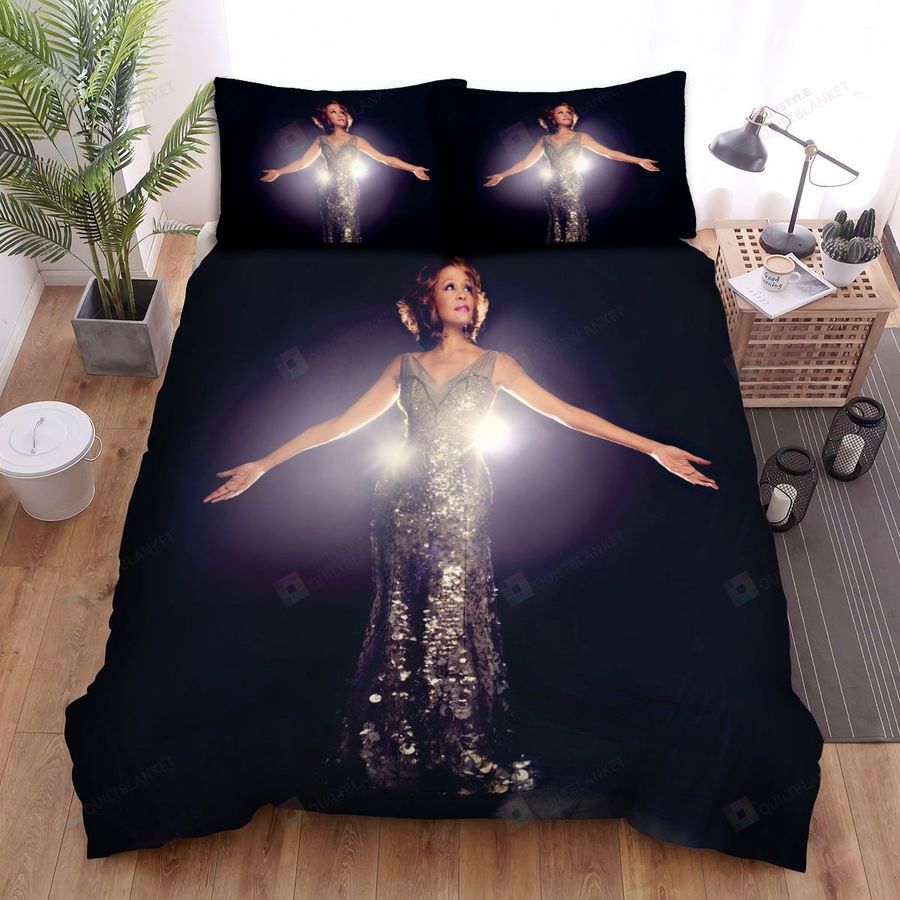 Whitney Houston In The Glittery Dress On Stage Bed Sheets Spread Comforter Duvet Cover Bedding Sets