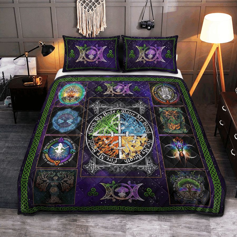Wicca Fire Earth Water Air Quilt Bedding Set
