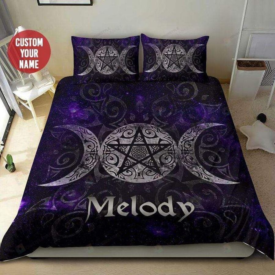 Wicca Sun And Moon Purple Personalized Custom Name Duvet Cover Bedding Set