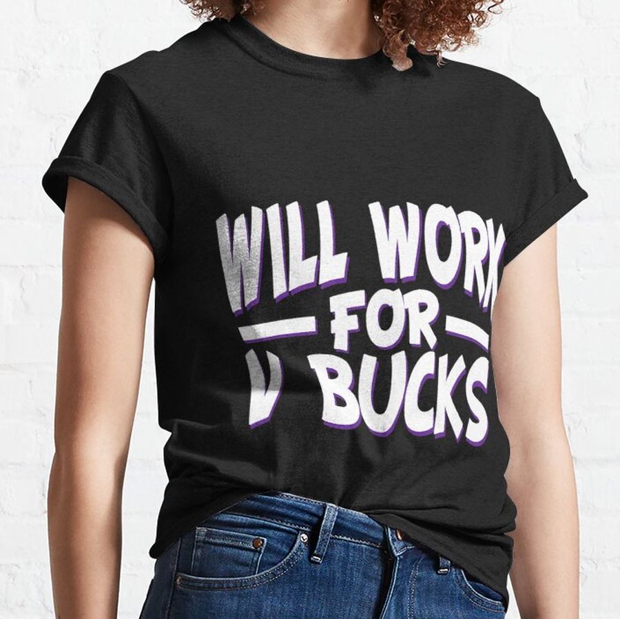 will work for v bucks design gamer youth funny gamer Classic T-Shirt
