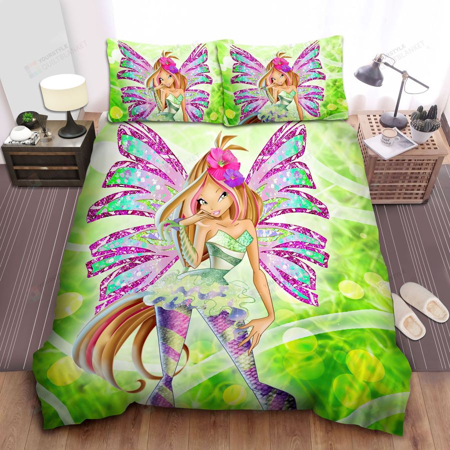 Winx Club, Brown Hairs Flora Chatta Bed Sheets Spread Comforter Duvet Cover Bedding Sets