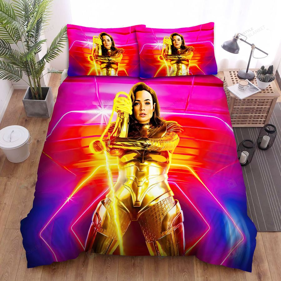 Wonder Woman 1984 Movie Gold Rope Poster Bed Sheets Spread Comforter Duvet Cover Bedding Sets