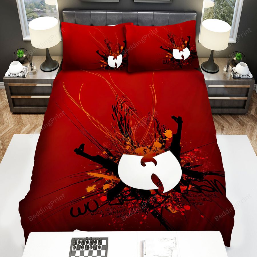 Wu Tang Clan &Amp Guns Silhouette In Red Bed Sheets Spread Comforter Duvet Cover Bedding Sets