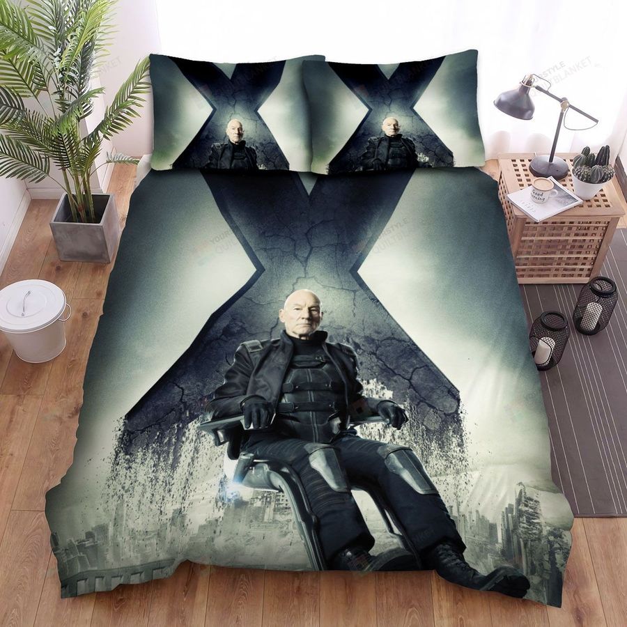 X Men Old Professor X  And Logo Artwork Bed Sheets Spread Duvet Cover Bedding Sets