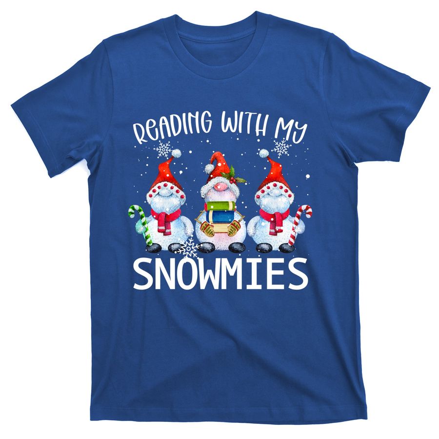 Xboq Reading With Snowmies Christmas Book Lover Xmas Holiday Cool Gift T-Shirts
