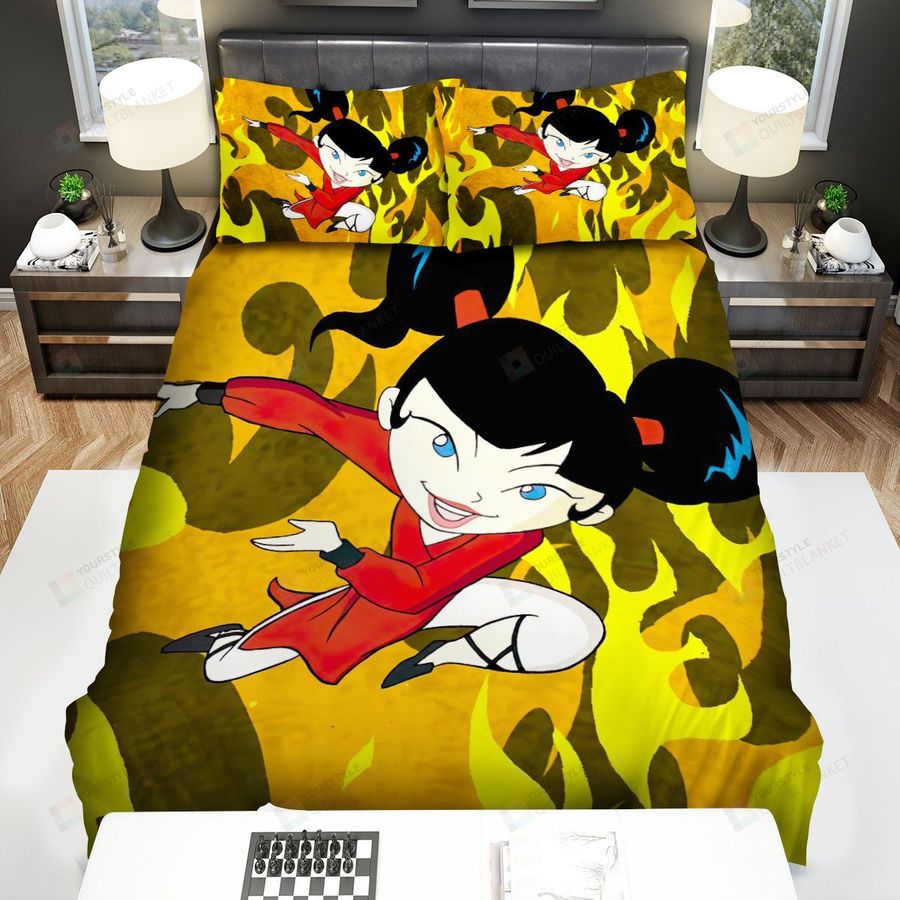 Xiaolin Showdown Kimiko In Flames Background Bed Sheets Spread Duvet Cover Bedding Sets