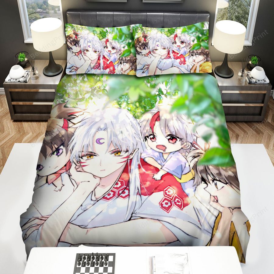 Yashahime Princess Half Demon Sesshomaru's Family Artwork Bed Sheets Spread Duvet Cover Bedding Sets