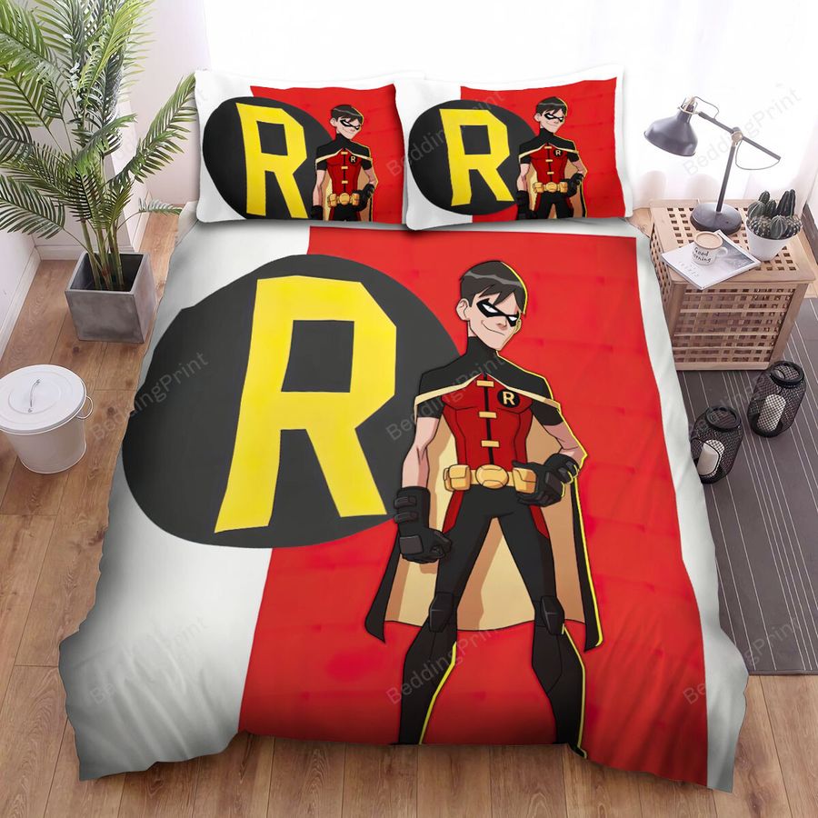 Young Justice Robin &Amp His Logo Illustration Bed Sheets Spread Comforter Duvet Cover Bedding Sets