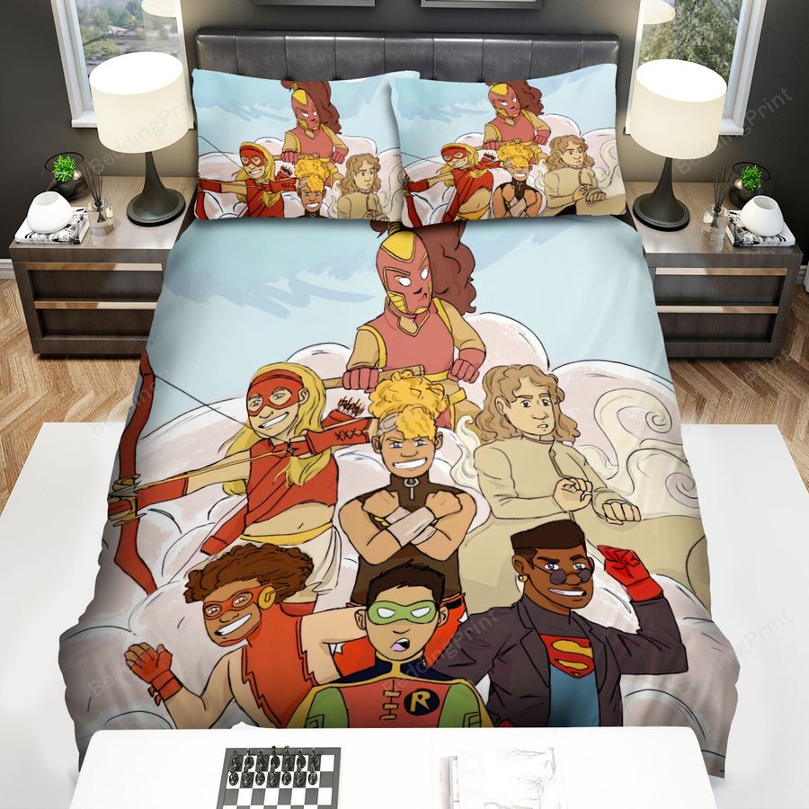 Young Justice Team Doodles Art Bed Sheets Spread Comforter Duvet Cover Bedding Sets
