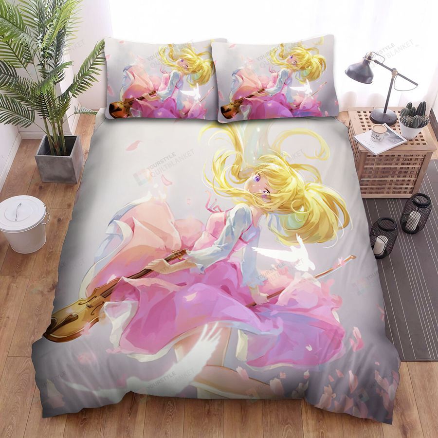 Your Lie In April Kaori In The Pink Dress With Roses Bed Sheets Spread Comforter Duvet Cover Bedding Sets