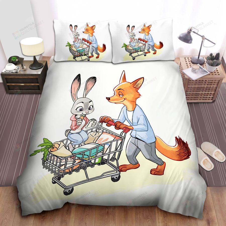 Zootopia Nick And Judy Go To The Supermarket Bed Sheets Spread Comforter Duvet Cover Bedding Sets